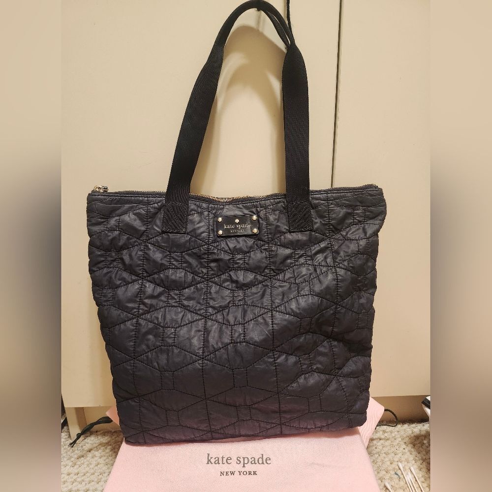 Kate Spade New York Bon Black Quilted Fabric Shopper/Tote Bag Ret.$225 w/Dustbag